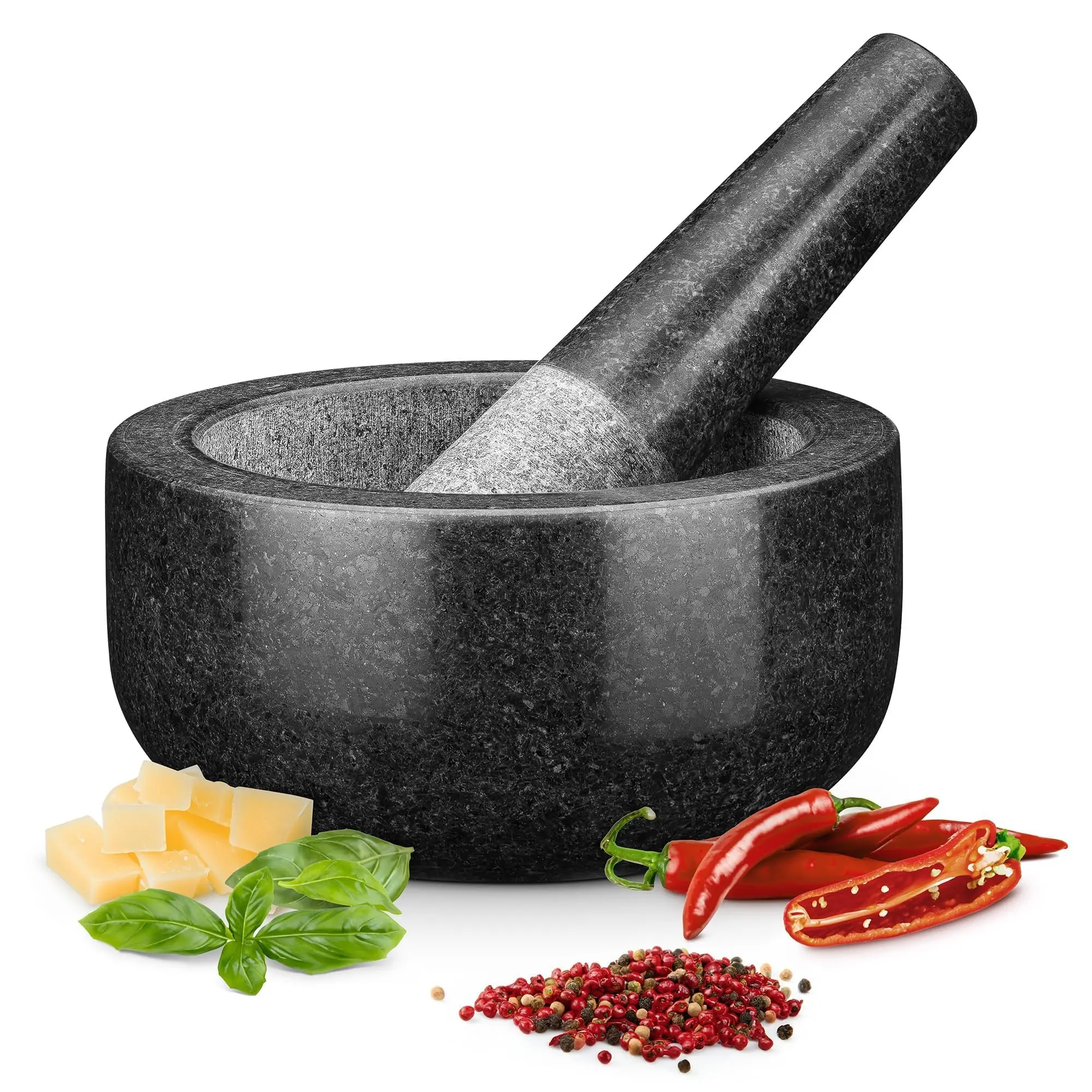 Mortar Pestle Granite - Vijzel en stamper set, premium massief